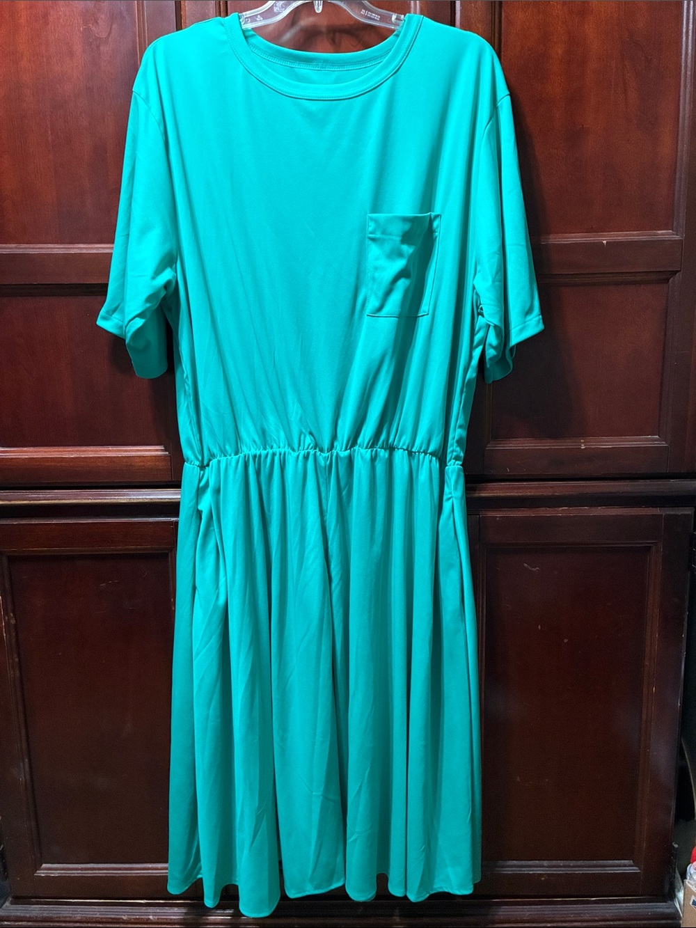 Relaxed vintage size 3X to 4X green Short Sleeve Pocket Dress